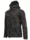 kkboxly Warm Fleece Hooded Windbreaker Jacket, Men's Casual Zip Up Jacket Coat For Fall Winter Outdoor Hiking Camping Cycling