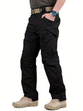 kkboxly  Classic Design Multi Flap Pockets Waterproof Cargo Pants,Men's Loose Fit Cargo Pants,For Skateboarding,Street,Outdoor Camping