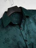 kkboxly Elegant Floral Print Men's Mature Casual Short Sleeve Lapel Shirt, Summer Holiday Top, Photography