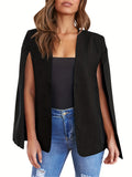 Solid Split Sleeve Blazer Jacket, Casual Open Front Cape Outerwear, Women's Clothing