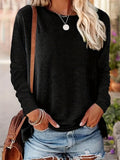 kkboxly  Solid Simple T-shirt, Casual Crew Neck Long Sleeve T-shirt For Spring & Fall, Women's Clothing