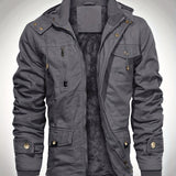 Men's Hooded Military Tactical Jacket Windproof Fleece Coat