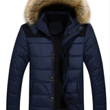 kkboxly  Men's Casual Thicken Cotton-padded Jacket With Removable Hood For Winter