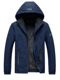 kkboxly  Men's Casual Hooded Windbreaker Jacket, Chic Zip Up Jacket For Fitness Outdoor Activities