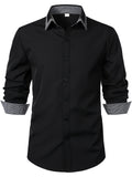 kkboxly  Men's Button Down Plaid Collar  Long Sleeve Shirt, Business Casual Dress Shirts