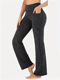 kkboxly  Space Dye Wide Leg Pants, Casual Workout High Waist Pants, Women's Clothing