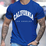 kkboxly Men's Casual Trendy California Graphic Print Comfortable Crew Neck Short Sleeve T-shirts, Summer Top Tees