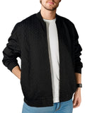 kkboxly  Men's Loose Fit Knitted Jacket, Casual Baseball Collar Cardigan Jacket