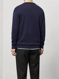 kkboxly  All Match Knitted Sweater, Men's Casual Warm Mid Stretch Solid Color Crew Neck Pullover Sweater For Fall Winter