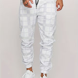 kkboxly kkboxly  Men's Retro Plaid Joggers, Men's Casual Stretch Waist Drawstring Thin Sports Pants Sweatpants For Spring Summer