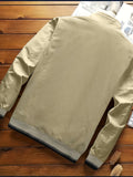 kkboxly  Men's Fashion Casual Mature Band Collar Jacket For Spring/autumn, Oversized Loose Fit Long Sleeve Coat For Males, Men's Clothing, Plus Size