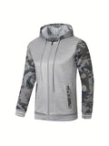 kkboxly  Zip Up Camouflage Long Sleeve Loose Outerwear Thermal Mens Fall Winter Jacket, Fuzzy Hoodie With Pockets