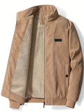 kkboxly  Men's Zip-Up Collar Corduroy Cotton Jacket
