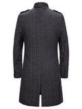 kkboxly  Retro Style Woolen Single Breasted Trench Coat, Men's Casual Overcoat Attached With Waistcoat For Fall Winter