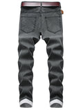 kkboxly  Classic Design Slim Fit Jeans, Men's Casual Street Style Distressed Medium Stretch Denim Pants For Four Seasons