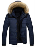 kkboxly  Men's Casual Thicken Cotton-padded Jacket With Removable Hood For Winter