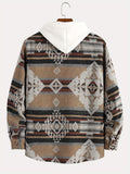 kkboxly  Novelty Pattern Stripe Print Jackets For Men ，Snap Button Up Lapel Stylish Coat Jackets For Men