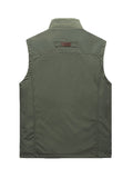 kkboxly Zipper Pockets Cargo Vest, Men's Casual Outwear Stand Collar Zip Up Vest For Spring Summer Outdoor Fishing Photography
