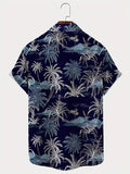 2025 kkboxly  Men's Hawaiian Shirt - Fully Printed Coconut Tree Pattern, Plus Size, Short Sleeve, Button Down Dress Shirt