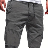 kkboxly  Classic Design Comfy Shorts, Men's Casual Solid Color Waist Drawstring Shorts For Summer Basketball Beach Resort