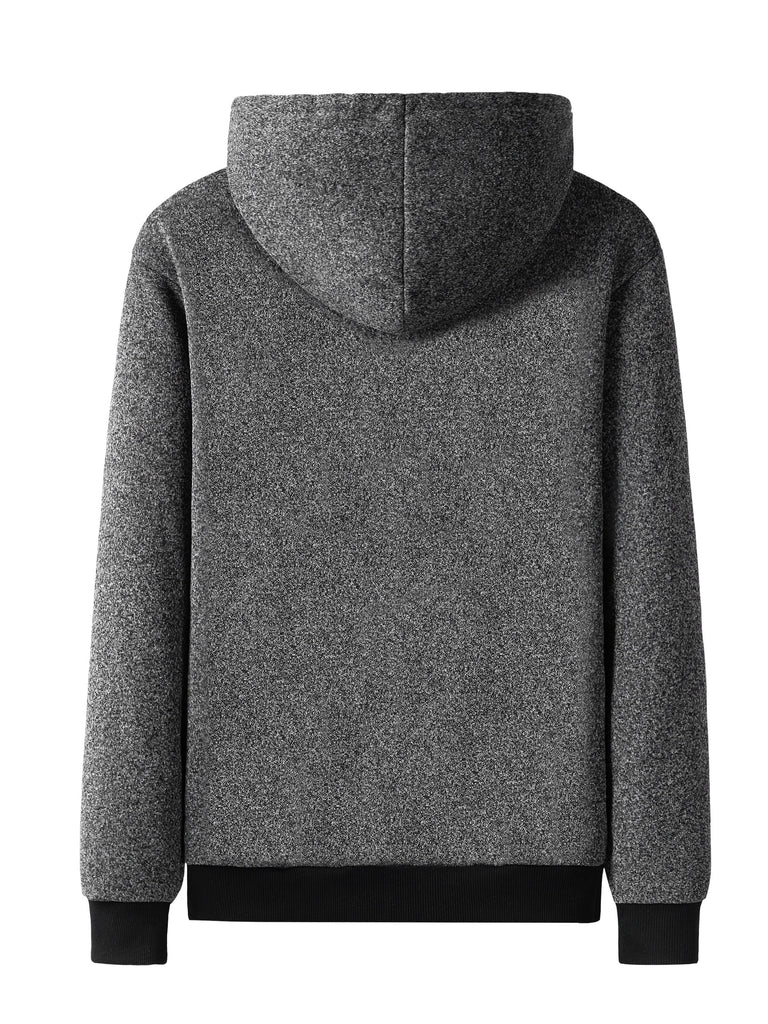 kkboxly  Solid Cotton Blend Men's Hooded Jacket Casual Long Sleeve Hoodies With Zipper Gym Sports Hooded Coat For Winter Fall