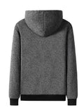 kkboxly  Warm Classic Design Hooded Jacket, Men's Casual Zip Up Medium Stretch Knitted Jacket Coat For Fall Winter Fitness Outdoor