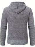 kkboxly  Men's Fleece Hooded Knitted Coat, Autumn And Winter Solid Color Fashion Top