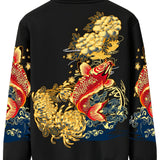 kkboxly  Men's Spring And Autumn Jacket Vintage Luxury Print Casual Zip Up Jacket Best Sellers Best Sellers