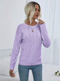 Twist Pattern Crew Neck Sweater, Casual Long Sleeve Sweater For Fall & Winter, Women's Clothing