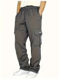 kkboxly  Men's Multi Pocket Cargo Pants, Casual Loose Fit Sports Pants