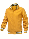 kkboxly  Solid Men's Casual Baseball Bomber Jacket Coat Regular Fit College Hipster Windbreaker For Spring Autumn