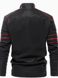 kkboxly  Men's PU Leather Jacket, Casual Stand Collar Biker Jacket With Zipper Pockets
