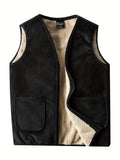kkboxly  Winter Men's Double-sided Fleece Vest Autumn And Winter Thick Waistcoat