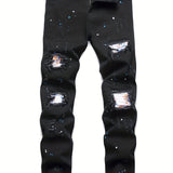 kkboxly  Men's Jeans Ripped Straight Regular Denim Jeans With Pockets, Men's Outfits