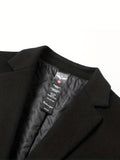 kkboxly  Father's Day Gift Classic Design Warm Coat, Men's Semi-formal Mid Length Button Up Lapel Coat For Fall Winter Business
