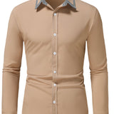 kkboxly  Men's Button Down Plaid Collar  Long Sleeve Shirt, Business Casual Dress Shirts