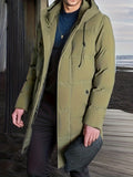 kkboxly  Men's Hooded Padded Jacket, Men Casual Padded Coat Windbreaker Zipper Pocket For Men Winter