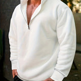 kkboxly  Men's Sweatshirt Pullover For Men Solid Zipper Collar Sweatshirts For Winter Fall Long Sleeve Tops