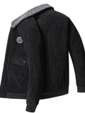 kkboxly  Warm Fleece Jackets By Activity, Men's Casual Corduroy Flap Pocket Jacket Coat For Fall Winter