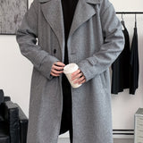 kkboxly  Men's Elegant Single Breasted Trench Coat, Casual Lapel Overcoat For Fall Winter