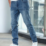 kkboxly  Men's Casual Medium Stretch Jeans, Classic Design Denim Pants