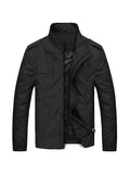 realaiot  Men's Casual Zip Up Windbreaker Jacket, Chic Stand Collar Lightweight Jacket