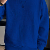kkboxly  Men's Crew Neck Long Sleeve Sweatshirt, Casual Wear, Solid Pullover, Men's Clothing For Spring Fall Winter
