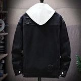 kkboxly  Flap Pocket Contrast Stitching Denim Jacket, Men's Casual Lapel Button Up Jacket For Spring Fall