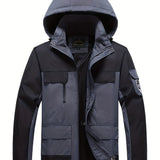 kkboxly  Men's Casual Waterproof Windbreaker Jacket Hooded Coat Regular Fit Coat For Spring Autumn Outdoors Hiking Fishing
