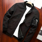 kkboxly  Fashionable And Casual Men's Solid Cardigan Zipper Long Sleeve Stand Collar Jacket, Comfortable And Versatile, Suitable For Dates, Suitable For Autumn And Winter