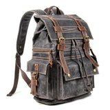 KKBOXLY 2025 Retro backpack waterproof oil wax canvas backpack men and women travel computer bag outdoor leisure leather mountaineering bag
