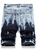 kkboxly  Slim Fit Ripped Denim Shorts, Men's Casual Street Style High Stretch Distressed Denim Shorts For Summer