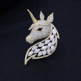 2025 Korean version of high-end corsage fashion personality inlaid zircon suit coat accessories animal jewelry unicorn brooch women