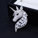 2025 Korean version of high-end corsage fashion personality inlaid zircon suit coat accessories animal jewelry unicorn brooch women